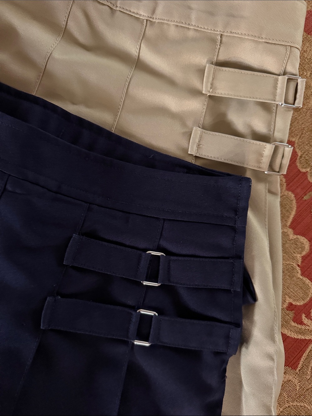 School Uniform Girls French Toast Buckle Skirts- Two: Navy and Khaki size 12